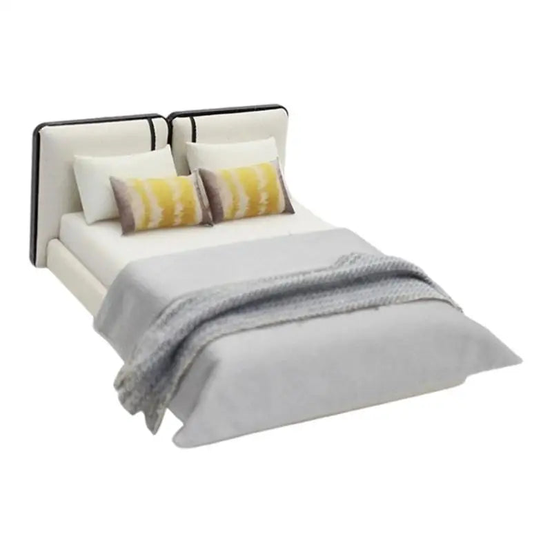 Miniature Single Bed Model – Cream ABS Dollhouse Bedroom Furniture