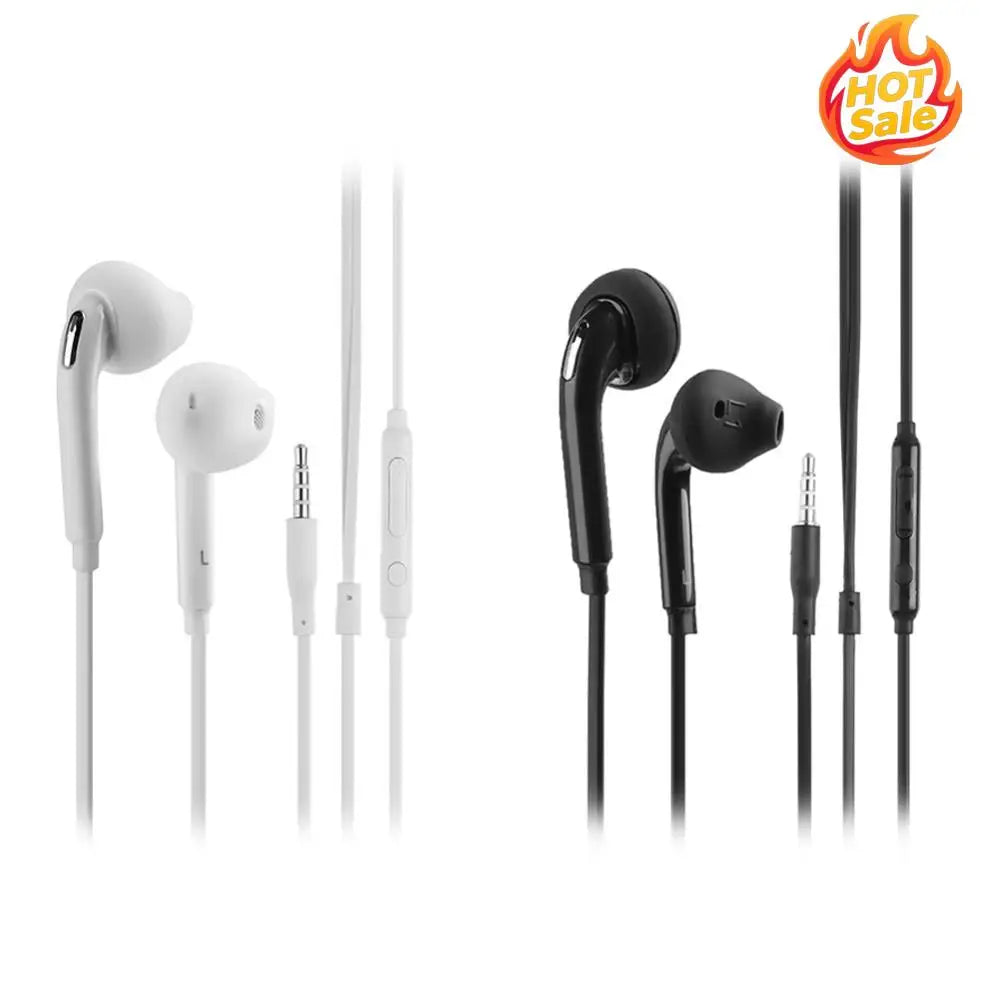 3.5mm Flat Wired Earbuds – Stereo In-Ear Headset with Mic