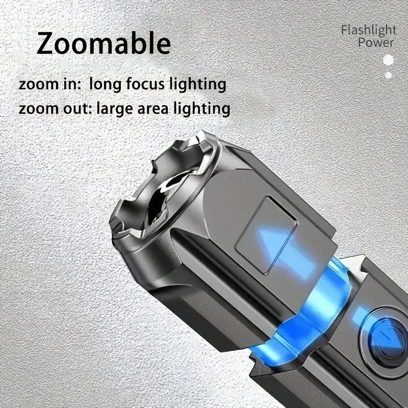 USB Rechargeable Zoomable LED Flashlight – Waterproof 5W Torch