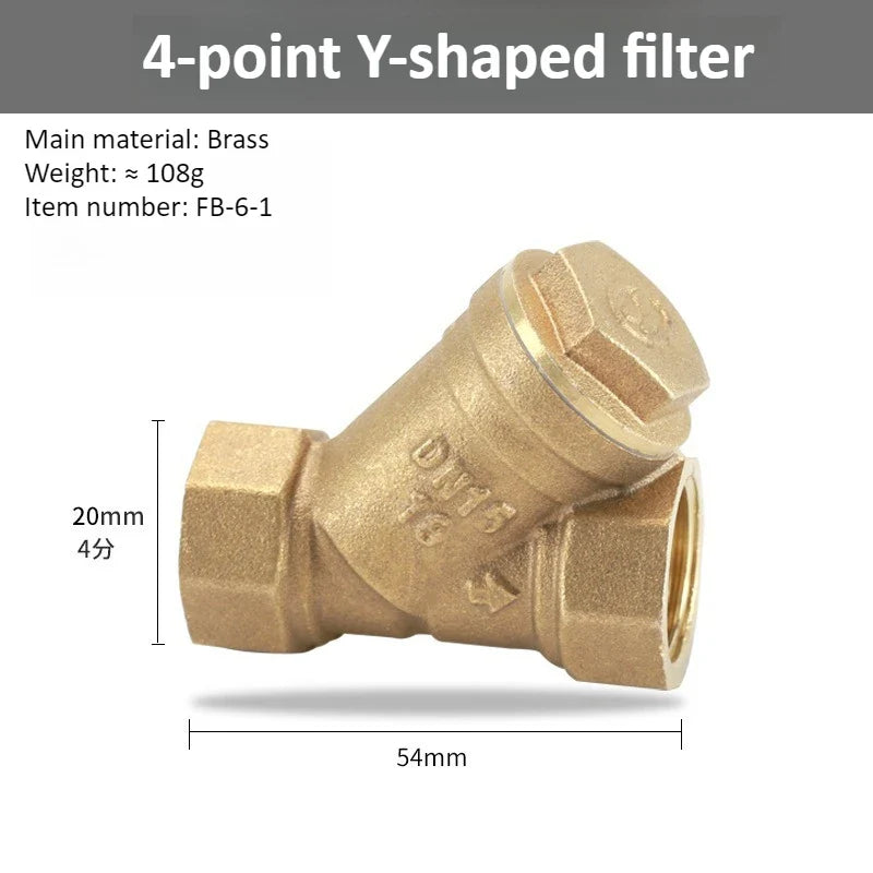 Brass Y-Strainer Filter BSP Thread DN8–DN50 | Water Filter Valve