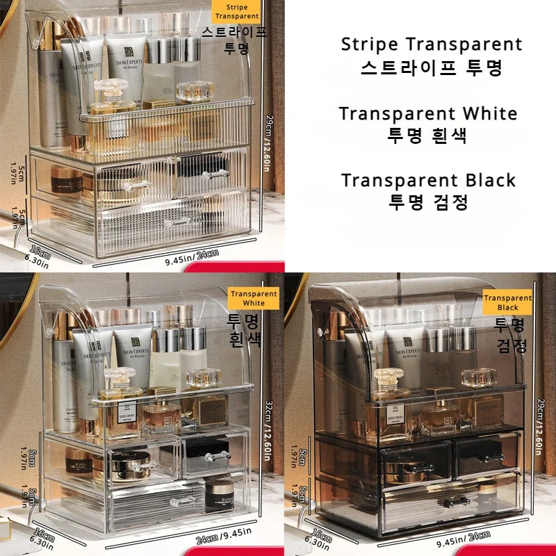 Clear Acrylic Cosmetics Organizer – Large Dustproof Storage Box