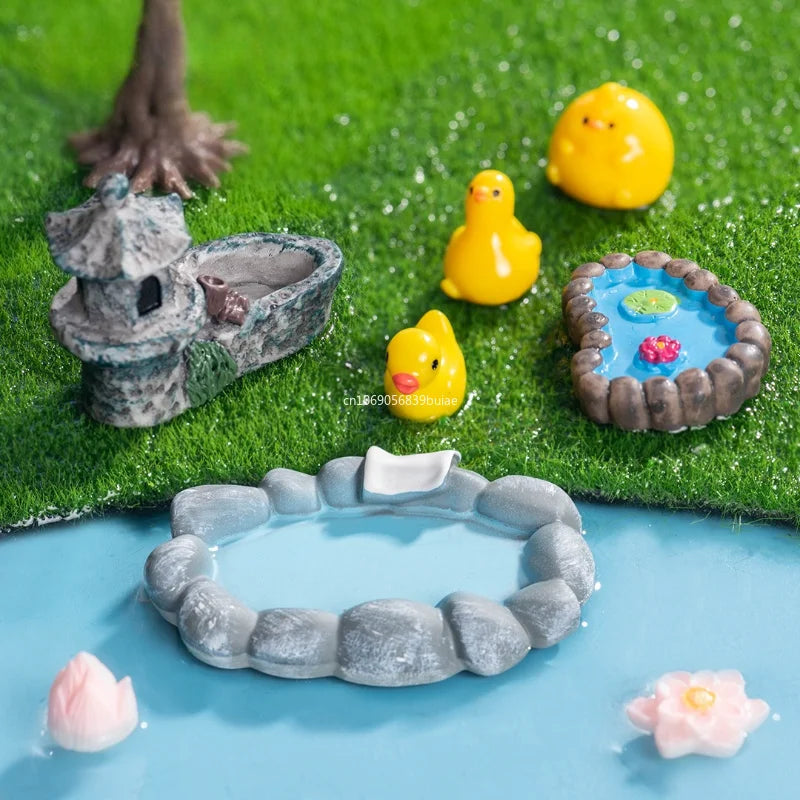 Miniature Landscape Mini Pool Model DIY Miniatures Fairy Garden Decor Micros Ponds Resin Craft Ornament Potted Bonsai Decor 피규어 Peaceful Pleasures Health and Wellness