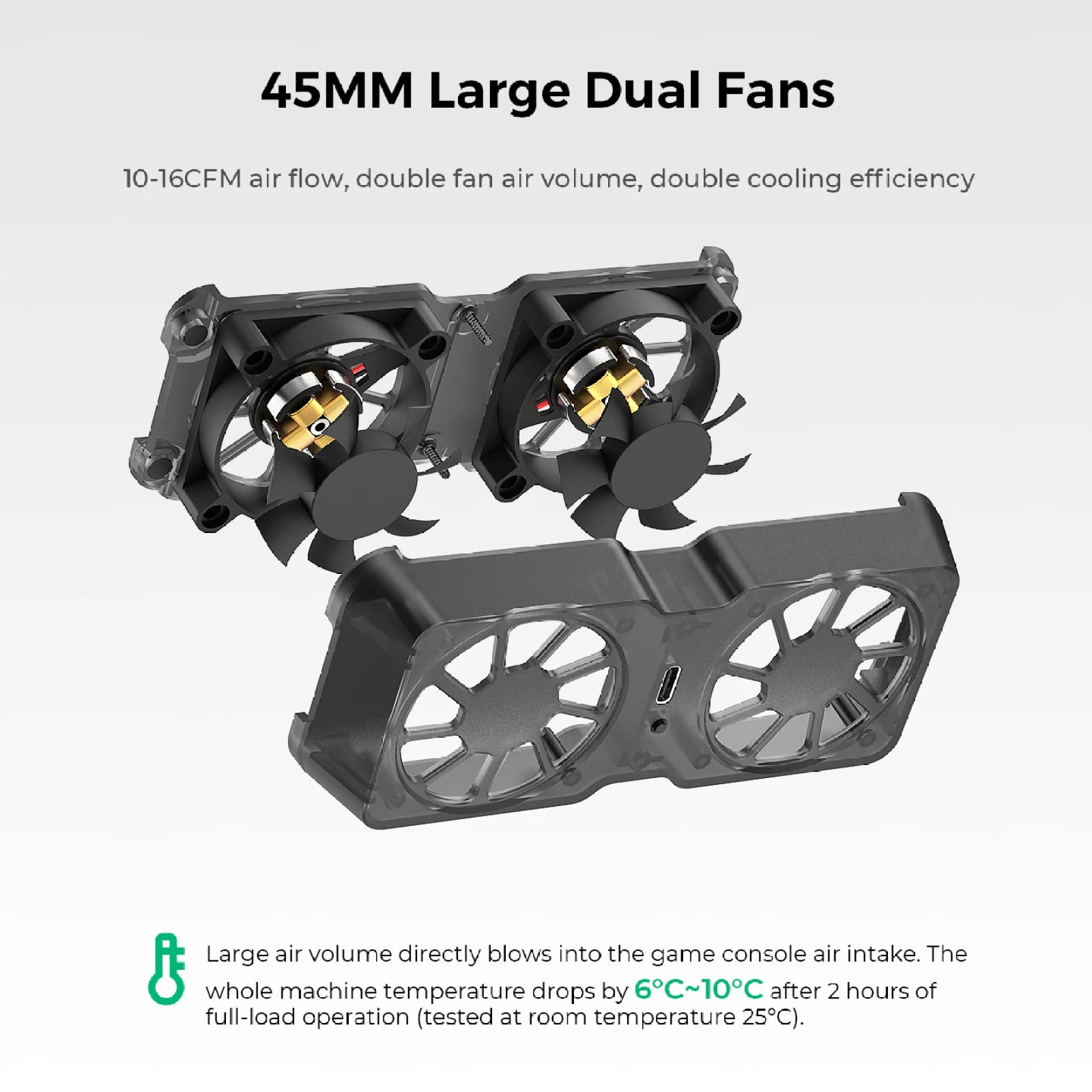 Portable Magnetic Cooling Fan For Steam Deck For ROG Ally X For Legion Go 6000RPM 45mm Dual Fans 10-16CFM Airflow 3 Speeds Peaceful Pleasures Health and Wellness Default Title