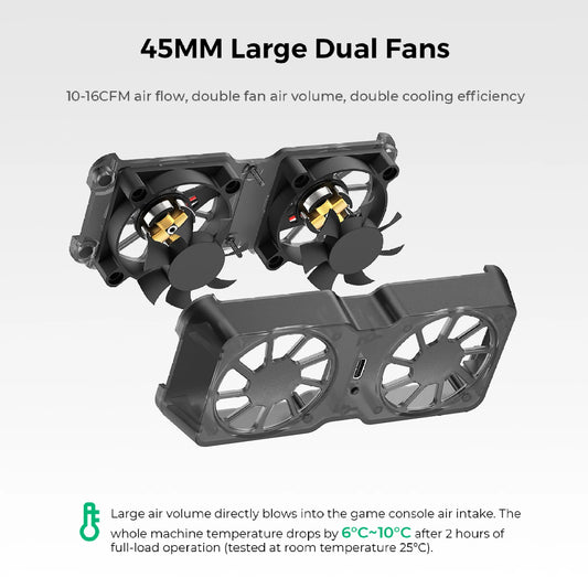 Portable Magnetic Cooling Fan For Steam Deck For ROG Ally X For Legion Go 6000RPM 45mm Dual Fans 10-16CFM Airflow 3 Speeds Peaceful Pleasures Health and Wellness Default Title