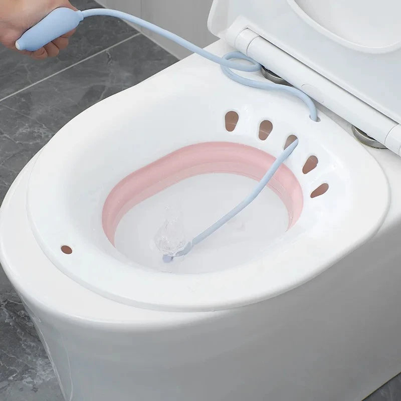 Sitz Bath for Hemorrhoids, Portable Toilet Seat Bath, Postpartum Care Kit for Women, Collapsible Design with Flusher Hose Peaceful Pleasures Health and Wellness