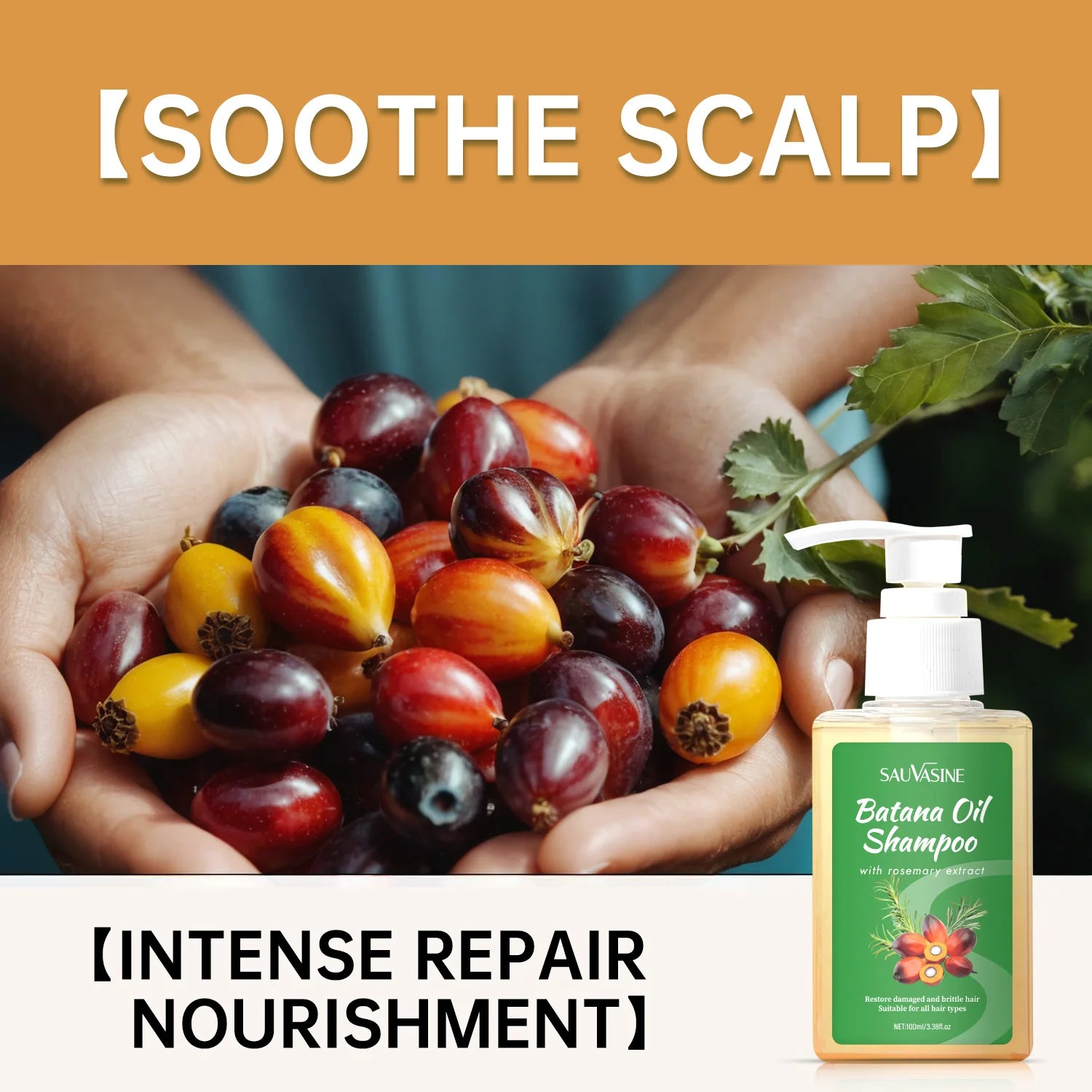 100ML Batana Oil Shampoo Soothing Scalp Intense Repair Batana Nourishing Shampoo with Rosemary Extract for All Hair Types Peaceful Pleasures Health and Wellness