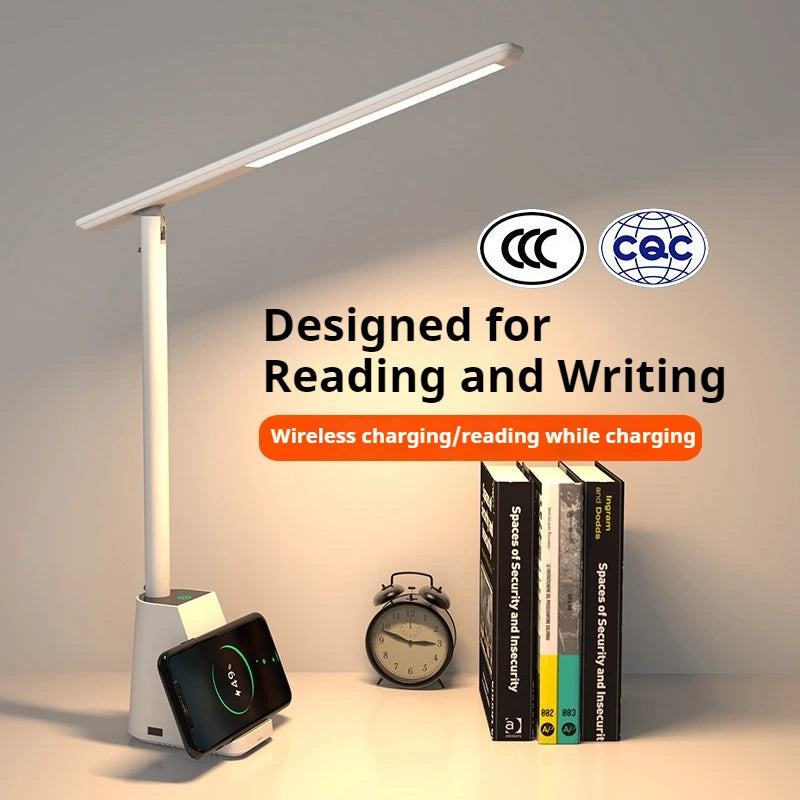 15W Wireless Quick-Charging Desk Light Eye-Protecting LED Folding Plug-in Intelligent Desk Lamp For Work And Study Table Lamps Peaceful Pleasures Health and Wellness
