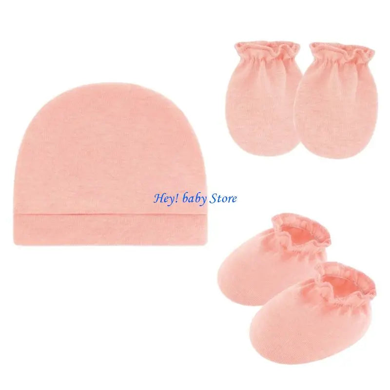 Baby Bonnet Hat Mittens & Booties 3-Piece Set | 0–6 Months