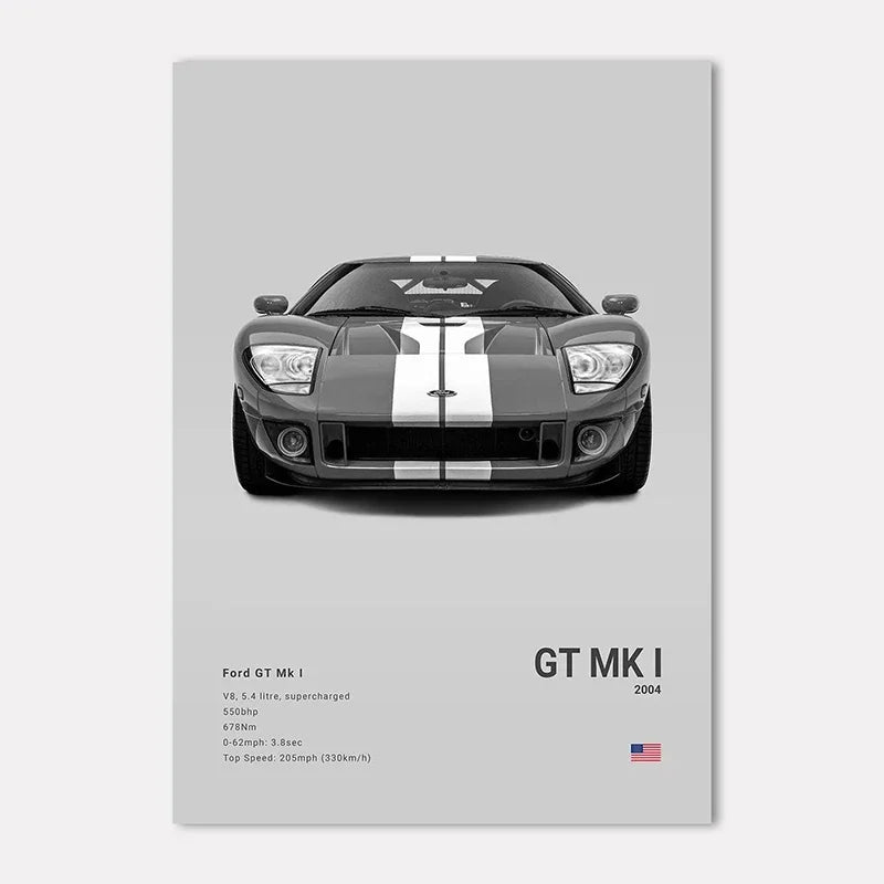 Famous Cars IE GT Canvas Wall Art Print Poster C C C Home Decor Modern Mural Unframed Birthday Gift Peaceful Pleasures Health and Wellness