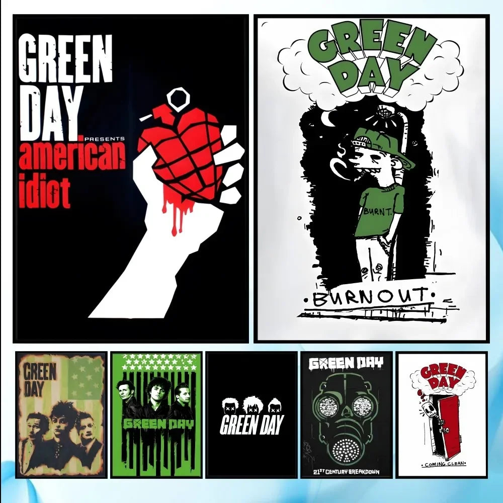 Green Day Vintage Retro Canvas Poster | Rock Band Wall Art