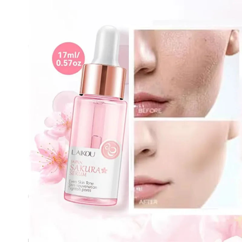 Sakura Whitening Face Serum Anti Aging Fade Fine Lines Tighten Pores Improve Melanin Pigment Dull Moisturizer Brighten Skin Care Peaceful Pleasures Health and Wellness 1pcs-17ml