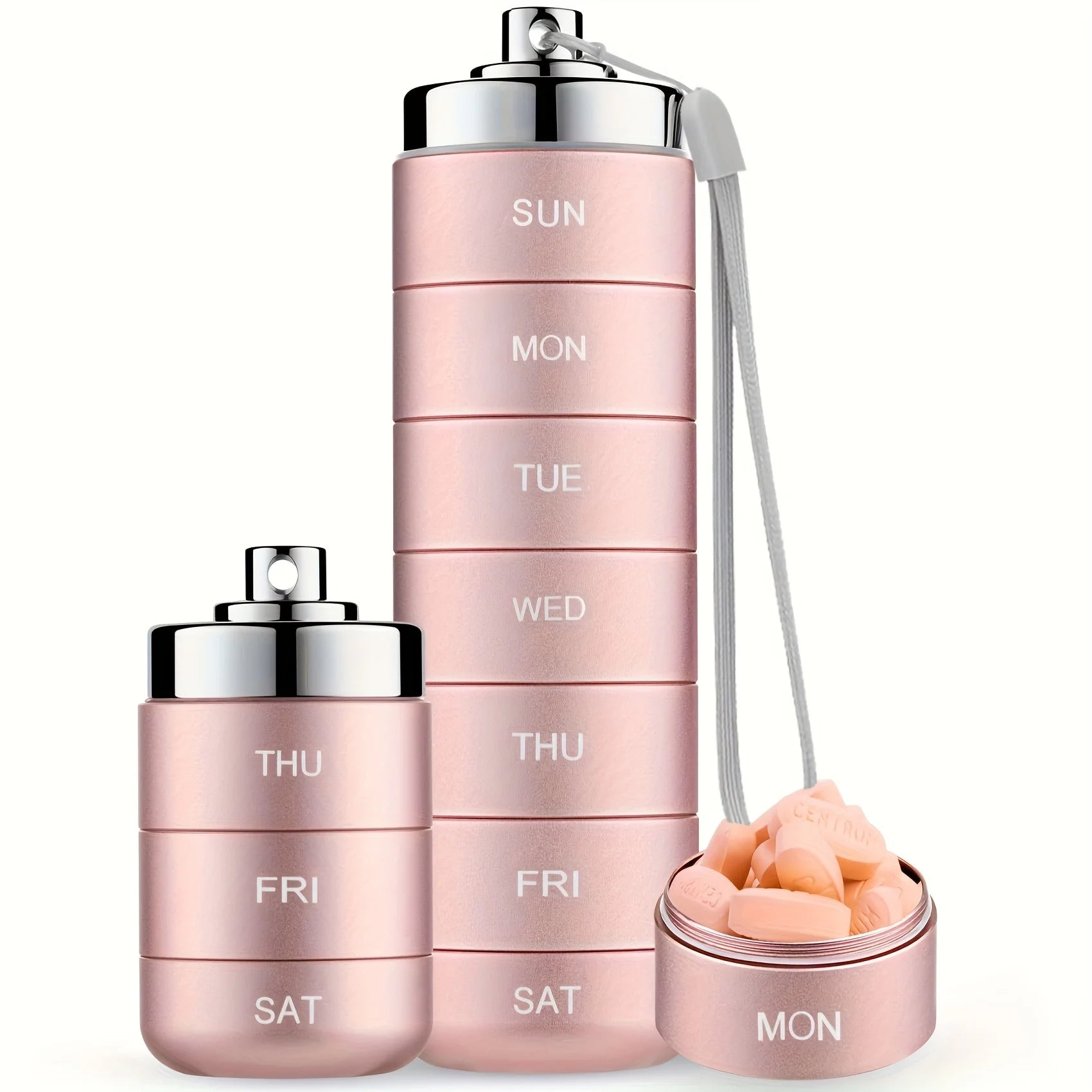 7pcs Metal Pill Organizers, Stackable Portable Waterproof Travel Pill Box, Large Aluminum Alloy Travel Pill Case Peaceful Pleasures Health and Wellness