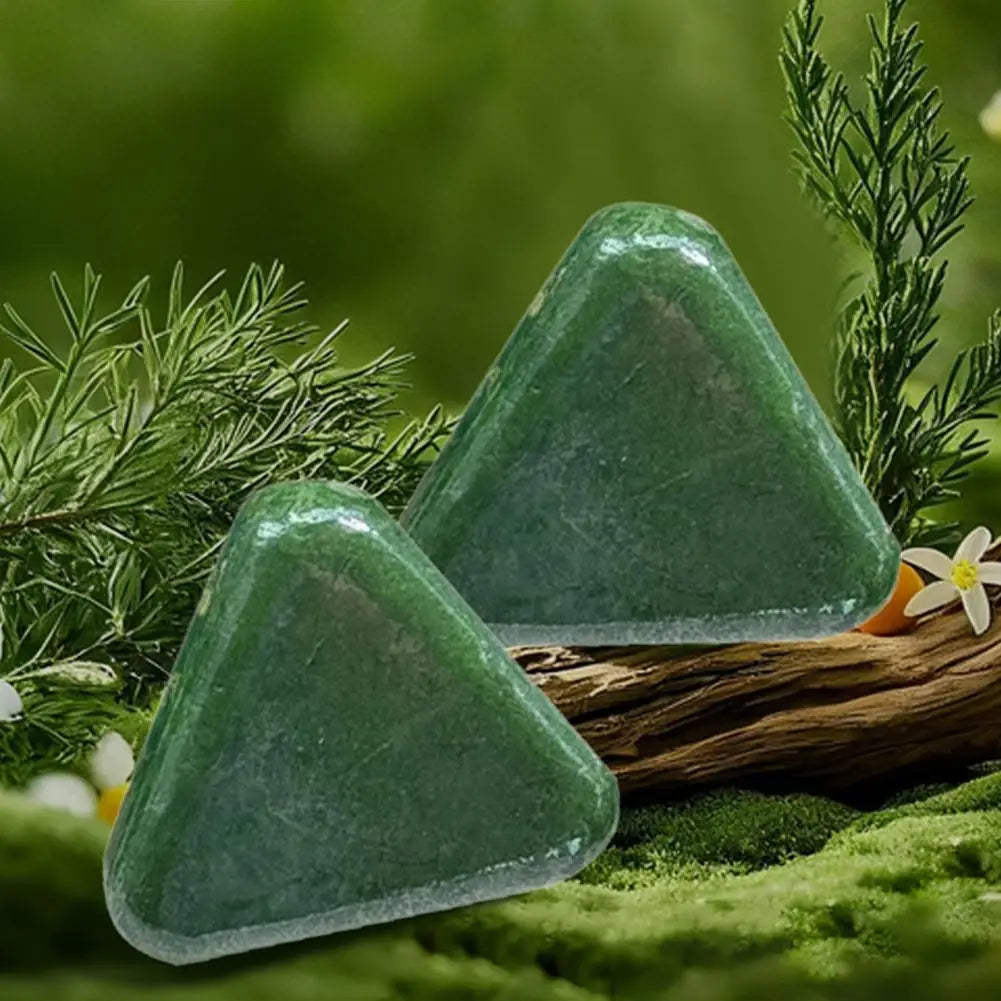 2/4PCS Platycladus Leaves Usman Handmade Shampoo Soap Polygonum Multiflorum Herbal Extract Triangle Hair Strengthening Cleansing Peaceful Pleasures Health and Wellness