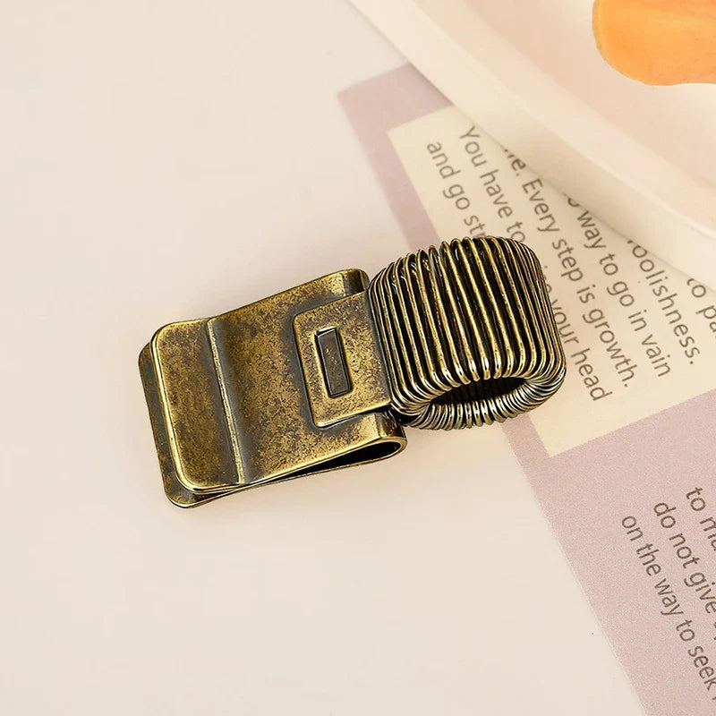 Metal Spring Pen Clip – Gold Retro Notebook Pen Holder