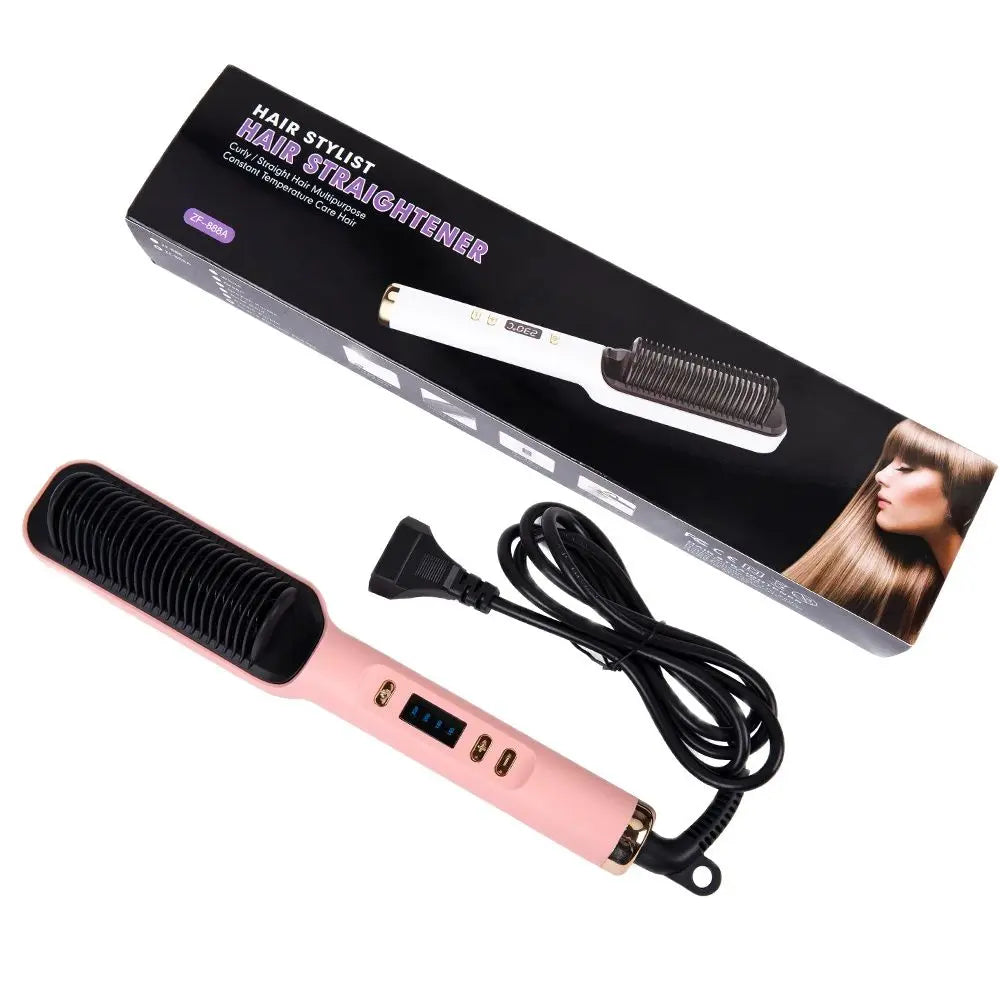 Alileader Straightener Brush Smooth Frizz 30 S Fast Heating 60 Min Auto-Off Women Hairstyle Tools Suitable Long/Thick/Wigs Hair Peaceful Pleasures Health and Wellness Pink US