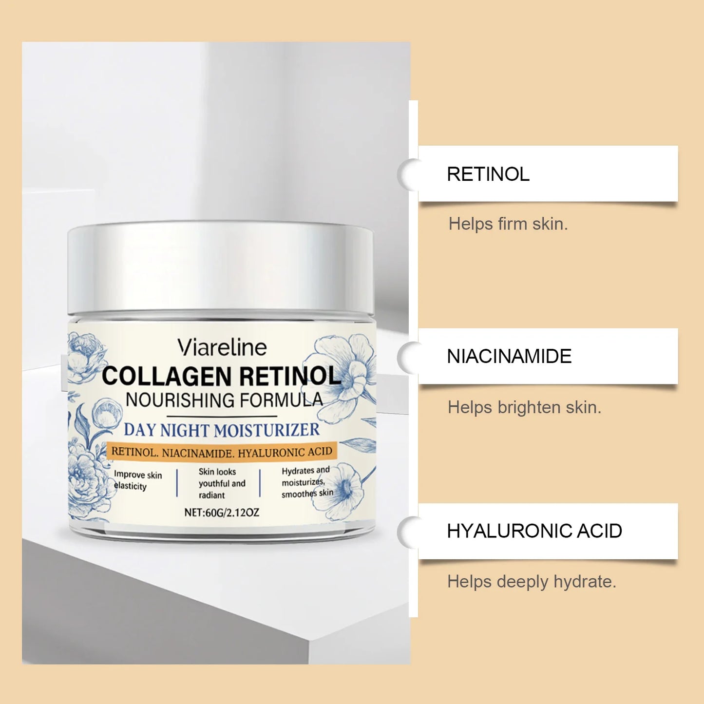 Viareline Retinol Moisturizing Cream | Deep Hydration 60g
