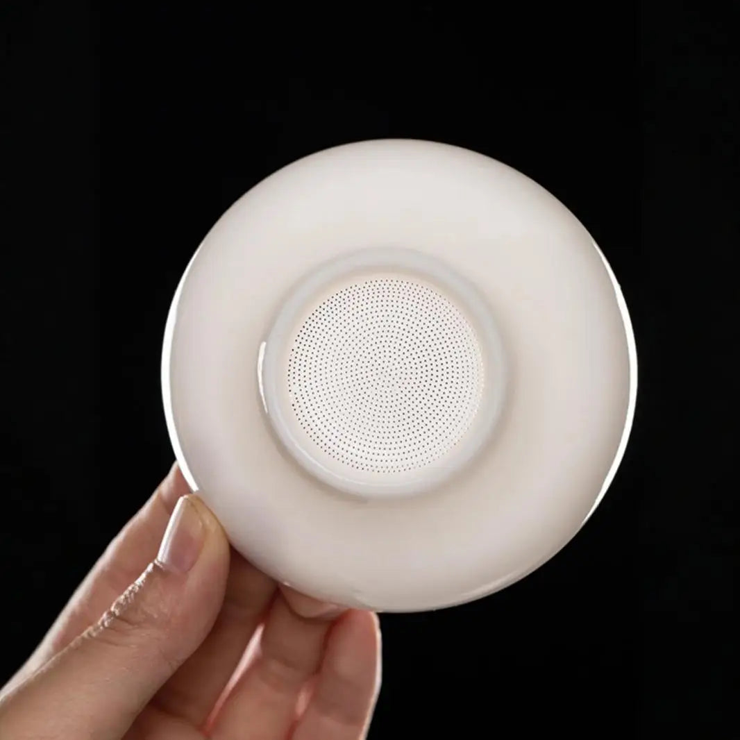 Mutton fat jade white porcelain all-in-one full ceramic hole tea drain ceramic tea set accessories tea filter tea maker Peaceful Pleasures Health and Wellness