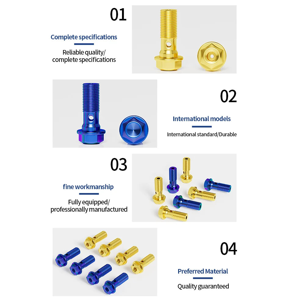M10 Hollow Banjo Bolt Brake Caliper Oil Drain Screw Titanium