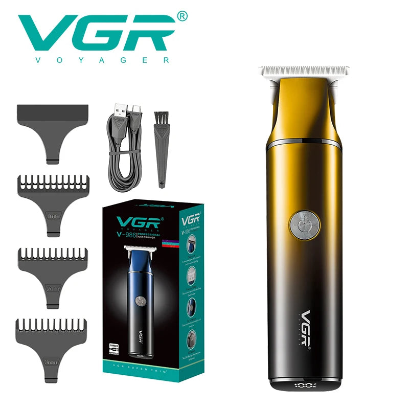 VGR Cross Border Digital Display Barber Gradual Body oil shears Electric fader Home carving razor V-986 Peaceful Pleasures Health and Wellness USB