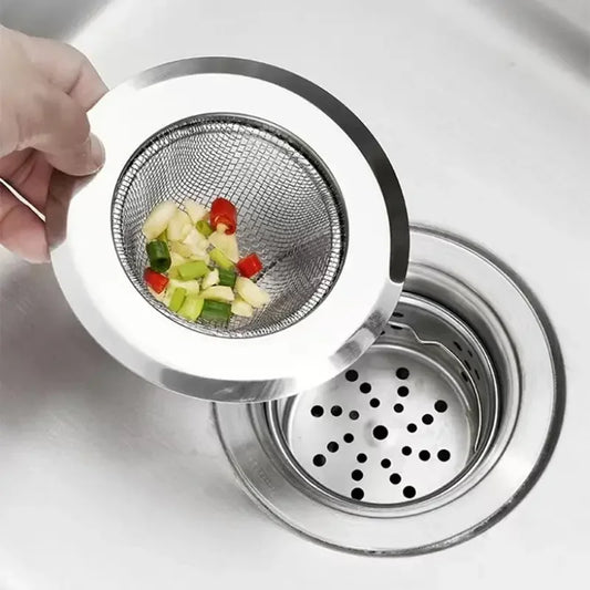 Kitchen Sink Strainer Stainless Steel Sink Funnel Anti Blocking Sink Dishwasher Basin Floor Drain Sewer Hair Strainer Peaceful Pleasures Health and Wellness silver G766A