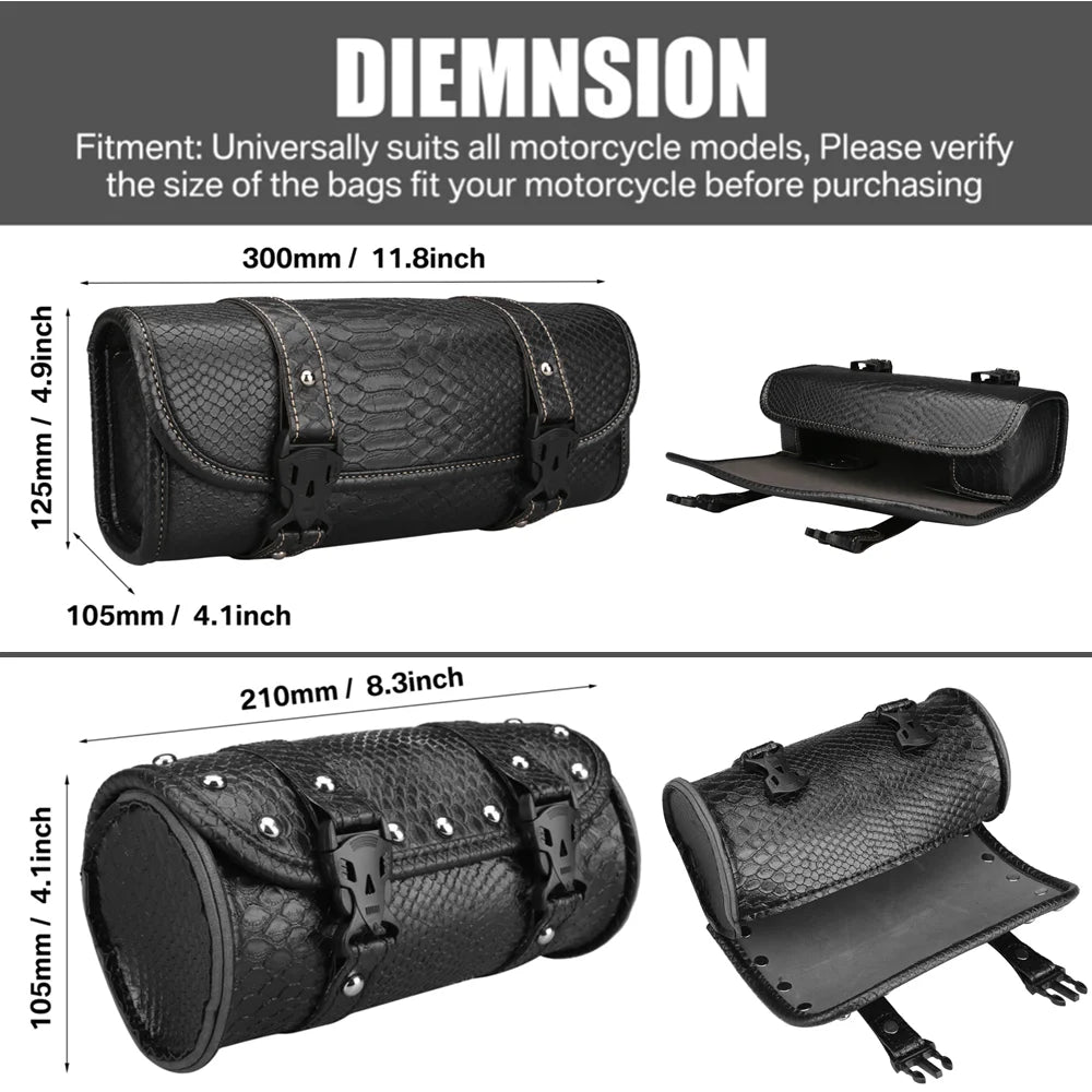 Crocodile Pattern Motorcycle Saddlebag Leather Luggage PU Bags Front Fork Tool Bag For Harley Sportster Chopper Bobber Cruiser Peaceful Pleasures Health and Wellness