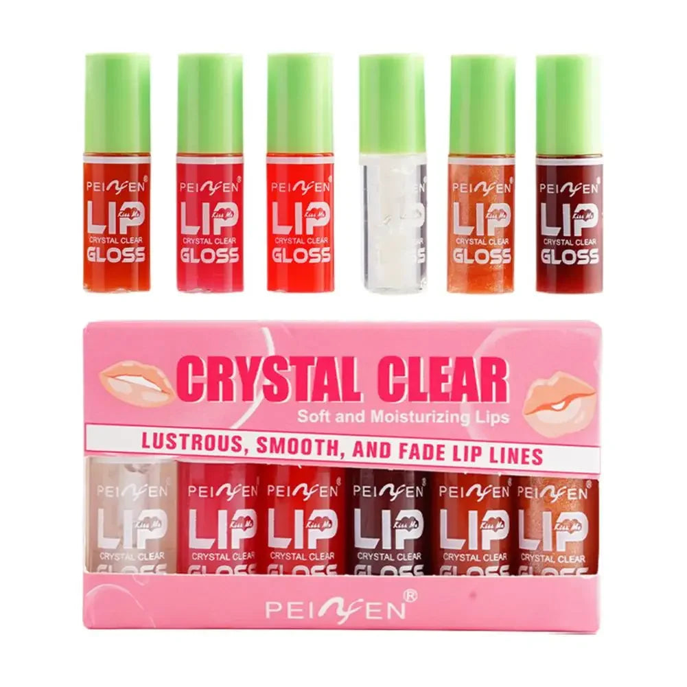 6PCS Moisturizing Lip Gloss Transparent Lip Oil Hydrating Lip Glaze Lip Plumper Hydrating Make Up Liquid Lipstick Set Cosmetics Peaceful Pleasures Health and Wellness