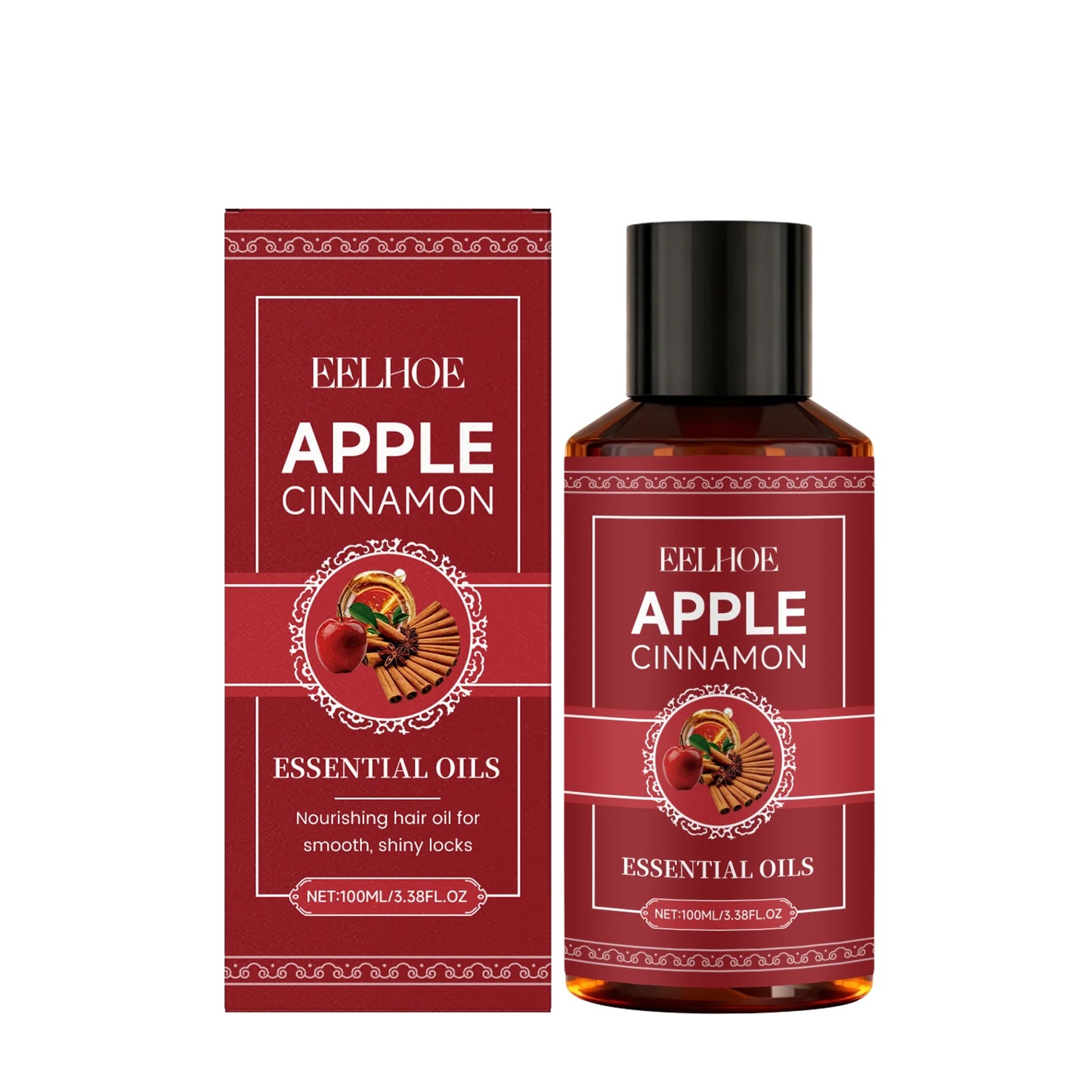 Apple Cinnamon Essential Oils Deeply Nourishing Improving Dry Hair Quality Strengthens Ends Reducing Split Moisturizing Hair Oil Peaceful Pleasures Health and Wellness 100ml Boxed