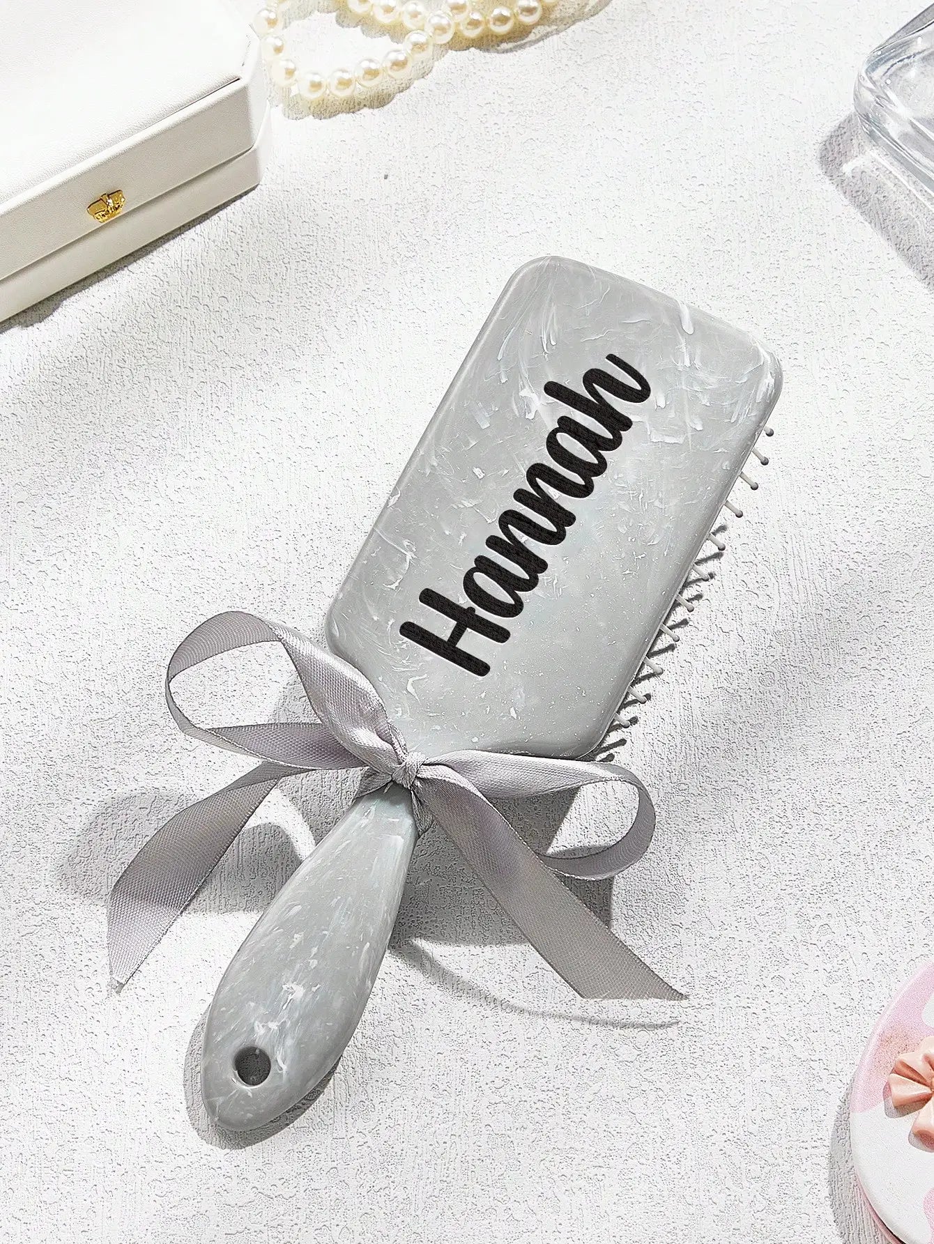 Custom Name Hairbrush Personalized Engraved Detangling Air Cushion Comb Bridesmaid Birthday Gift for Women Girls Pink Peaceful Pleasures Health and Wellness