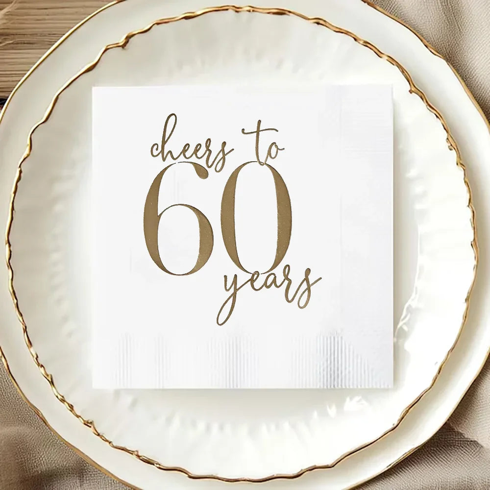 Cheers to 60 Years Paper Napkins – 60th Birthday Party Supplies
