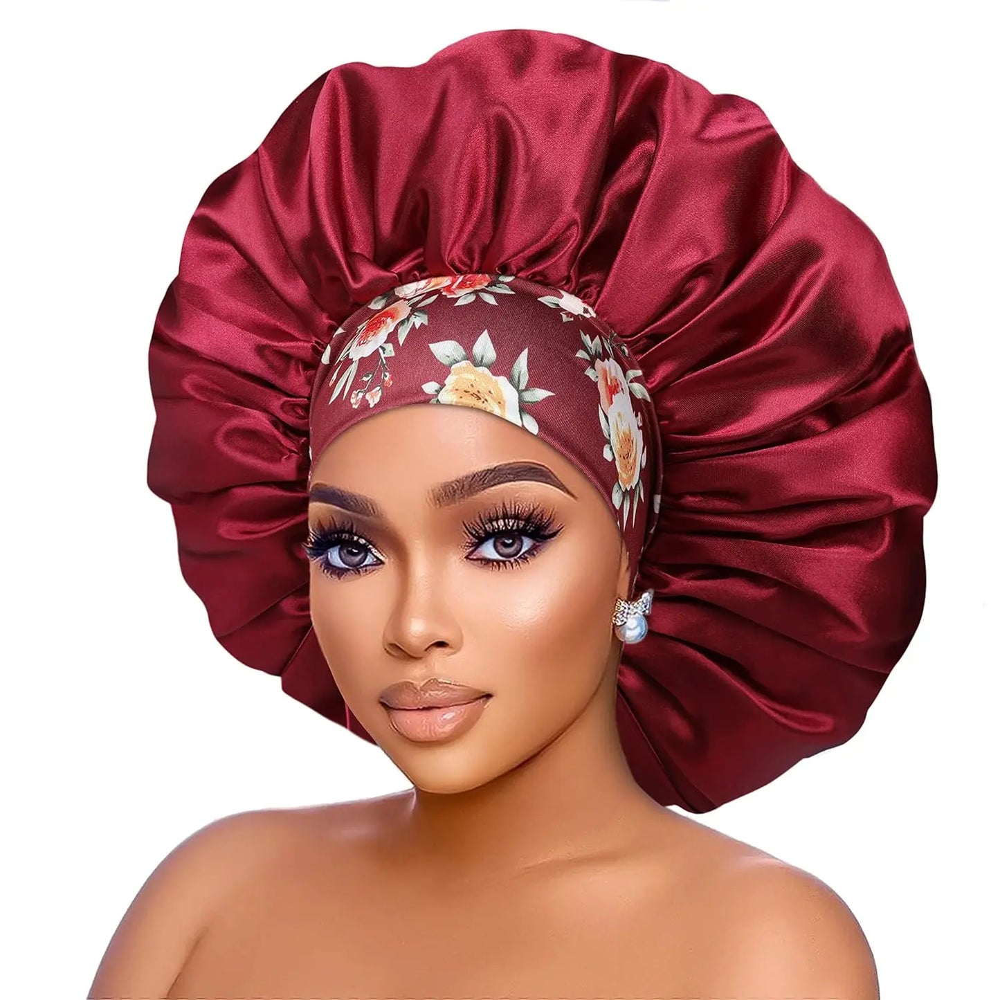 Women's Satin Sleep Cap – Oversized Bonnet with Wide Elastic Band
