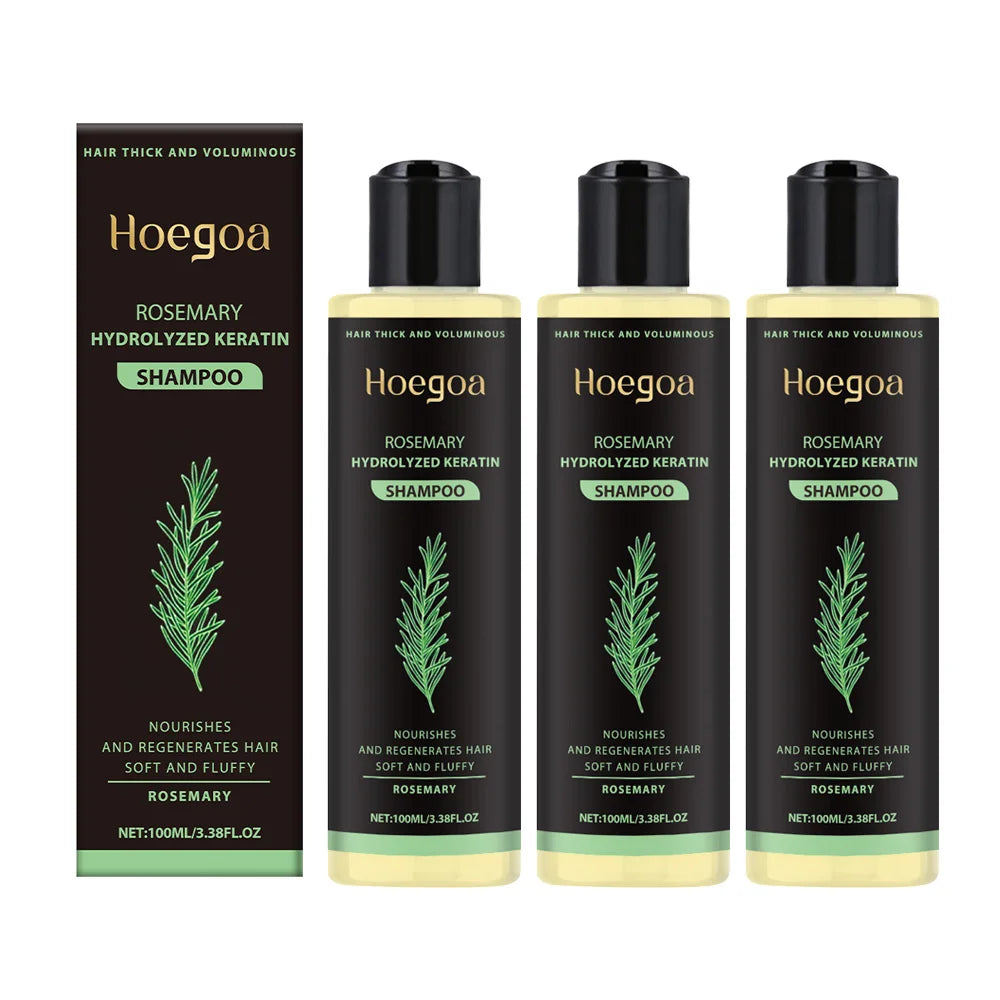 3pcs Rosemary Hair Growth Shampoo Thickening Hydrolyzed Keratin Dry Frizzy Damaged Repair Moisturizing Scalp Cleaning Shampoo Peaceful Pleasures Health and Wellness 3pcs