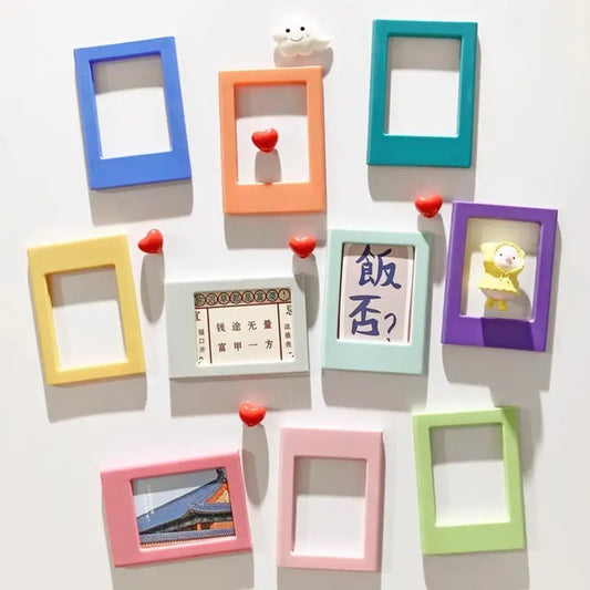 5PCS 3 Inch Magnetic Photo Frame Small Creative Magnet Picture Frames for Desktop Display Home Office Ornament Peaceful Pleasures Health and Wellness