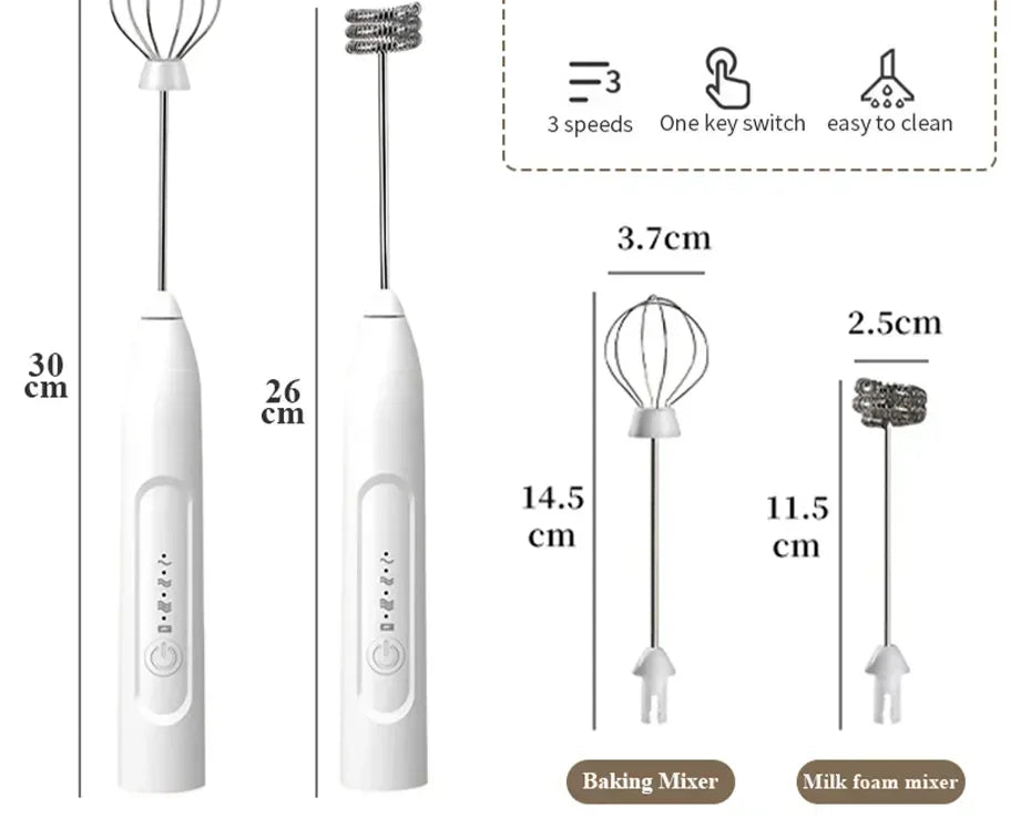 Electric Milk Froth Stirrer Wireless Coffee Whisk Handheld Egg Beater Cappuccino Foam Stirrer USB Portable Kitchen Tools Frother Peaceful Pleasures Health and Wellness