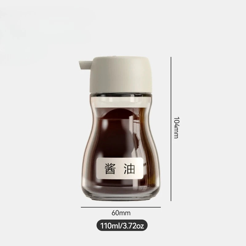 Hot 110/190ml Japanese Style Glass Oil Bottle Desktop Seasoning Bottle Kitchen Household Glass Soy Sauce Seasoning Can Oil Pot Peaceful Pleasures Health and Wellness white-110ml