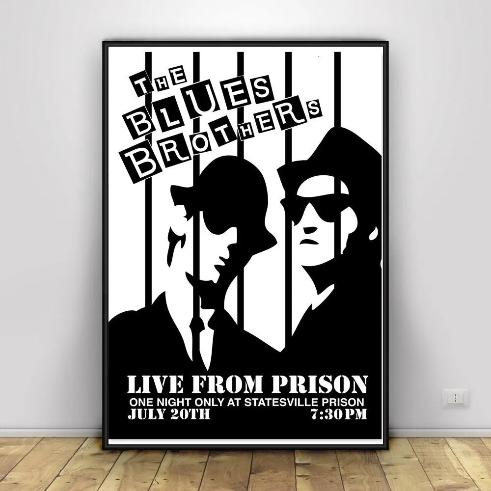 Vintage Blues Brothers Canvas Wall Art Classic Movie TV Show Poster Retro Print for Home Bedroom Living Room Decoration Peaceful Pleasures Health and Wellness 5 50x70cm Unframed
