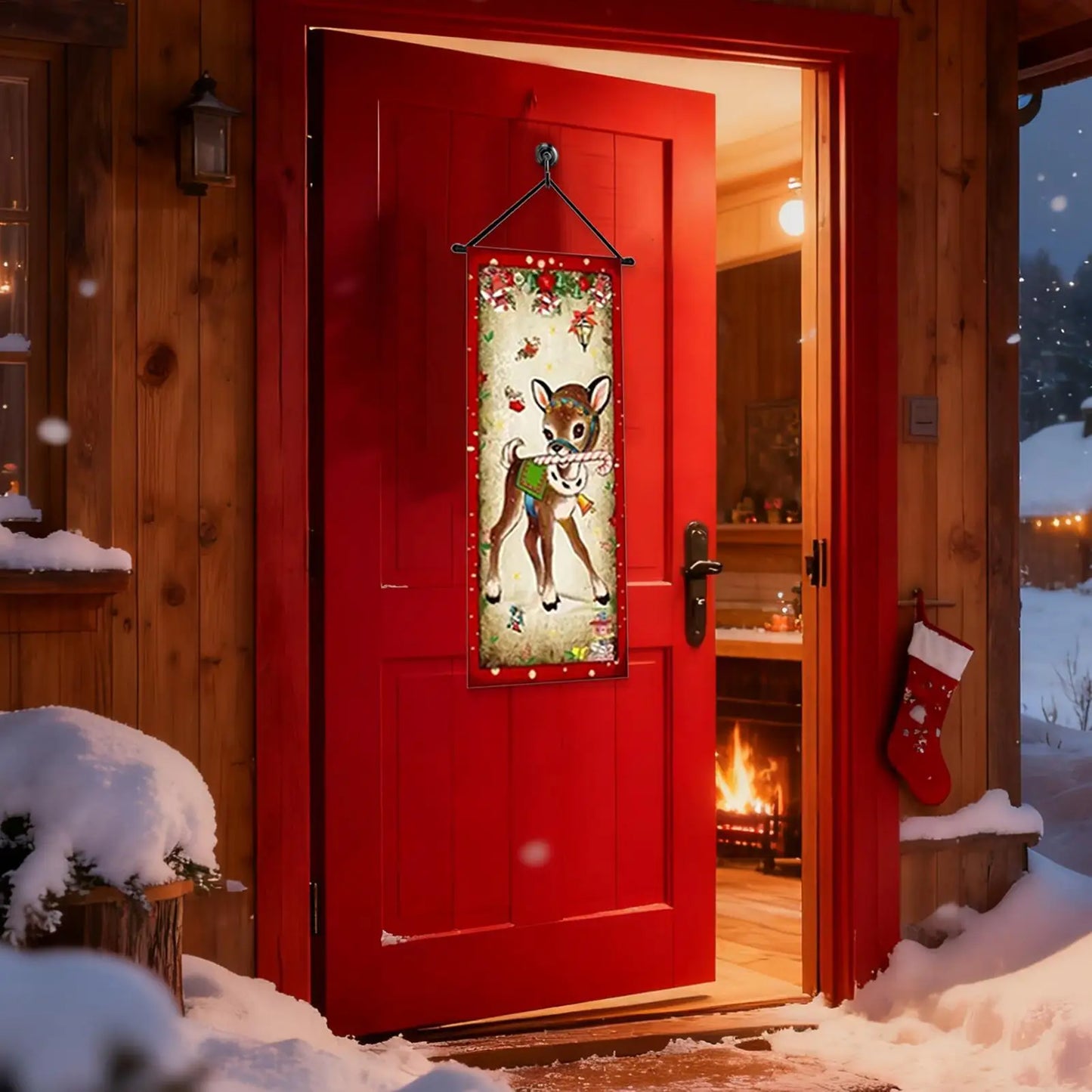 Christmas Banner 4-Piece Set – Santa Snowman Elk Porch Sign Holiday Banner Set Peaceful Pleasures Health and Wellness