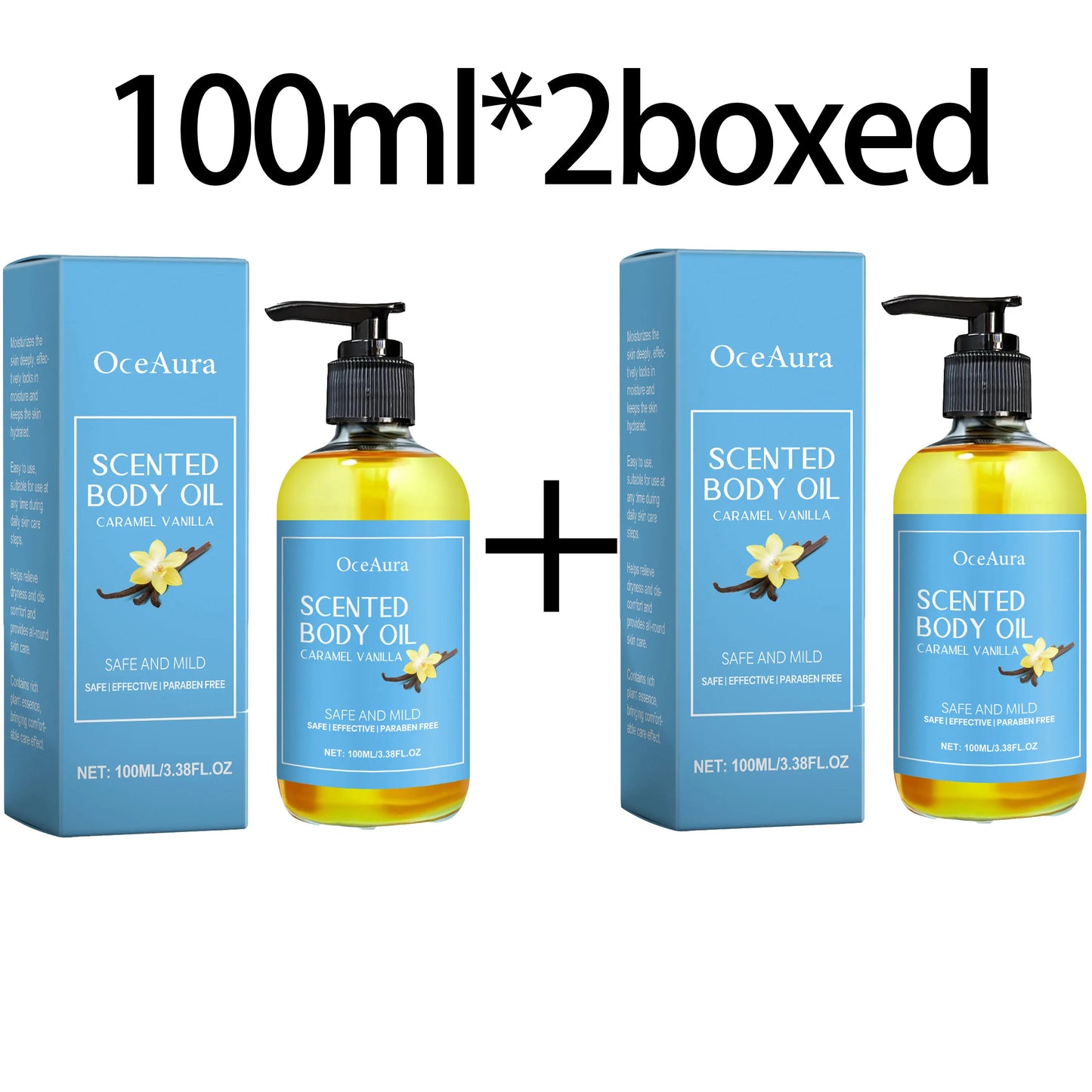 OceAura Caramel Vanilla Body Massage Oil | Moisturizing & Relaxing