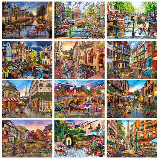 Diamond Painting Street Landscape Kit | Mosaic Art for Adults & Kids Diamond Painting Kit Peaceful Pleasures Health and Wellness