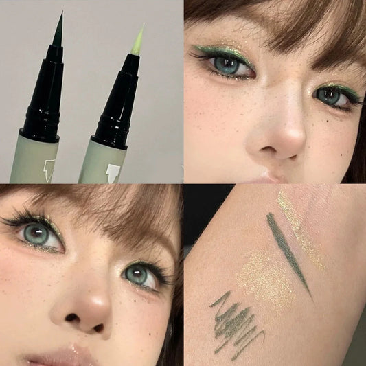 HERORANGE Double-Head Pearlescent Eyeliner Pen | Waterproof Liquid Eyeliner Pen Peaceful Pleasures Health and Wellness 04-green