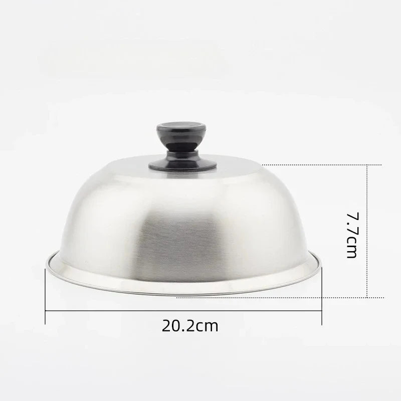 Stainless Steel Round Cheese Melting Dome Lid Cover for Frying Pan Barbecue Burgers Sandwiches Steak Cookware Peaceful Pleasures Health and Wellness 20cm