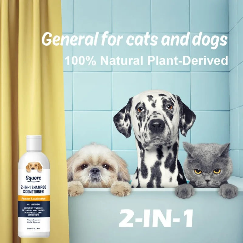300ml Deodorizing Pet Shampoo Conditioner Natural Moisturizing Formula with PH Balance Dogs Cats Gentle Hypoallergenic Bath Foam Peaceful Pleasures Health and Wellness