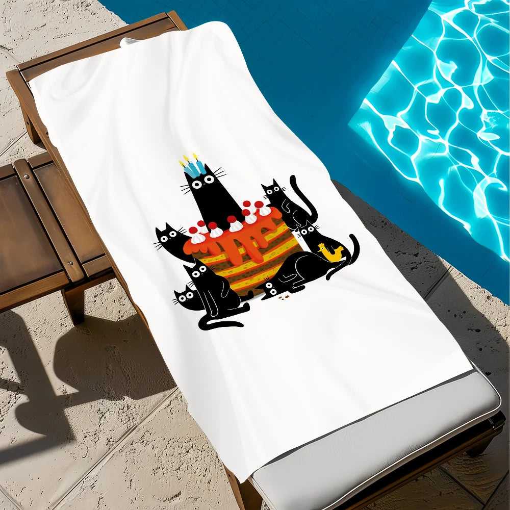 Cute Cat Art Beach Towel | Quick Dry Soft Pool & Travel Towel Quick Dry Beach Towel Peaceful Pleasures Health and Wellness z8 STJ40x70CM