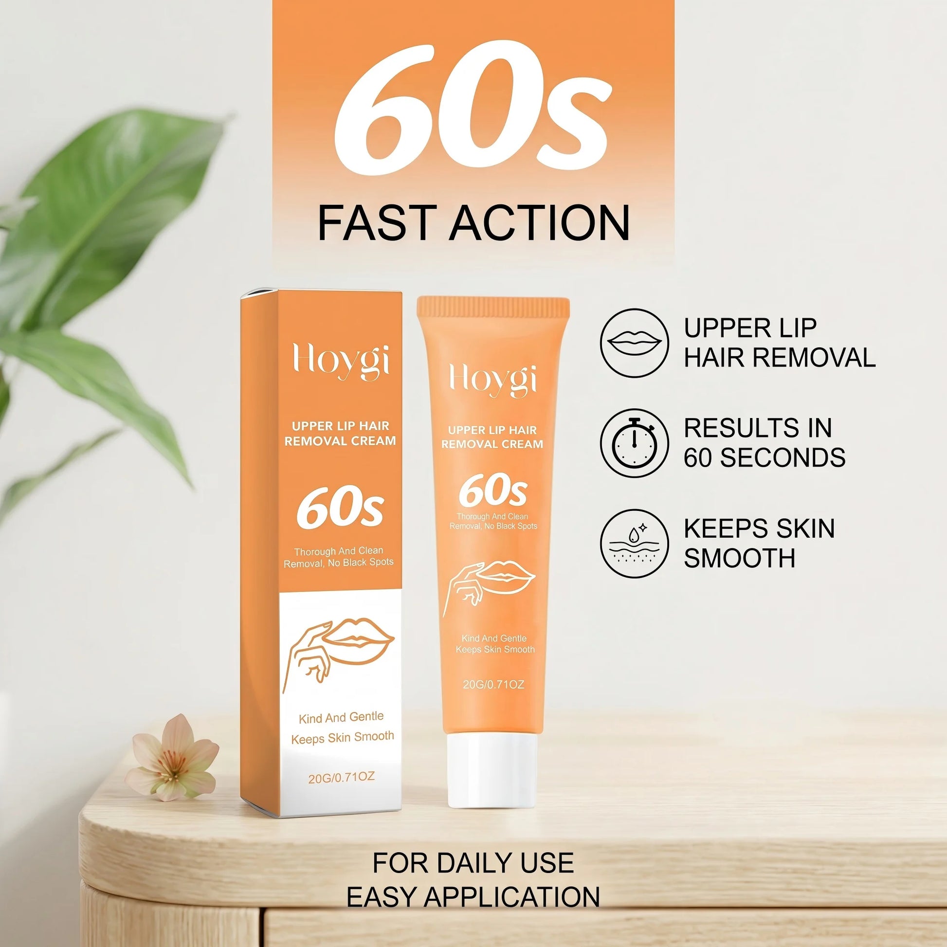Upper Lip Hair Removal Cream Painless Hair Growth Inhibitor Facial Hair Remover for Women Smooth Upper Lip Skin Depilatory 20g Peaceful Pleasures Health and Wellness
