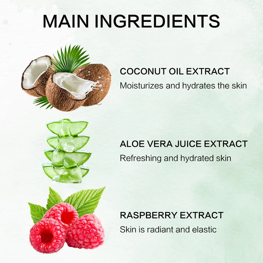 SUYARUN Natural Exfoliating Body Scrub - Raspberry/Aloe/Coconut, Moisturizing Dead Skin Removal, 3 Flavor for Smooth Skin. Peaceful Pleasures Health and Wellness