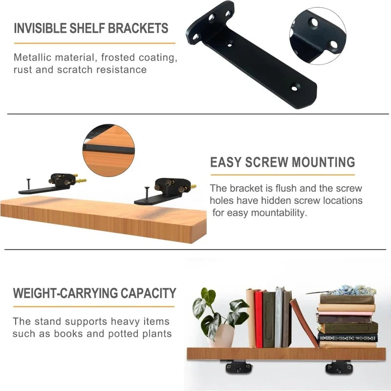 2PCS Heavy Duty Suspended Tripod Brackets,400kg Bearing,Floating Shelf Support Brackets,Hidden Wall Fixed Partition Storage Rack Peaceful Pleasures Health and Wellness