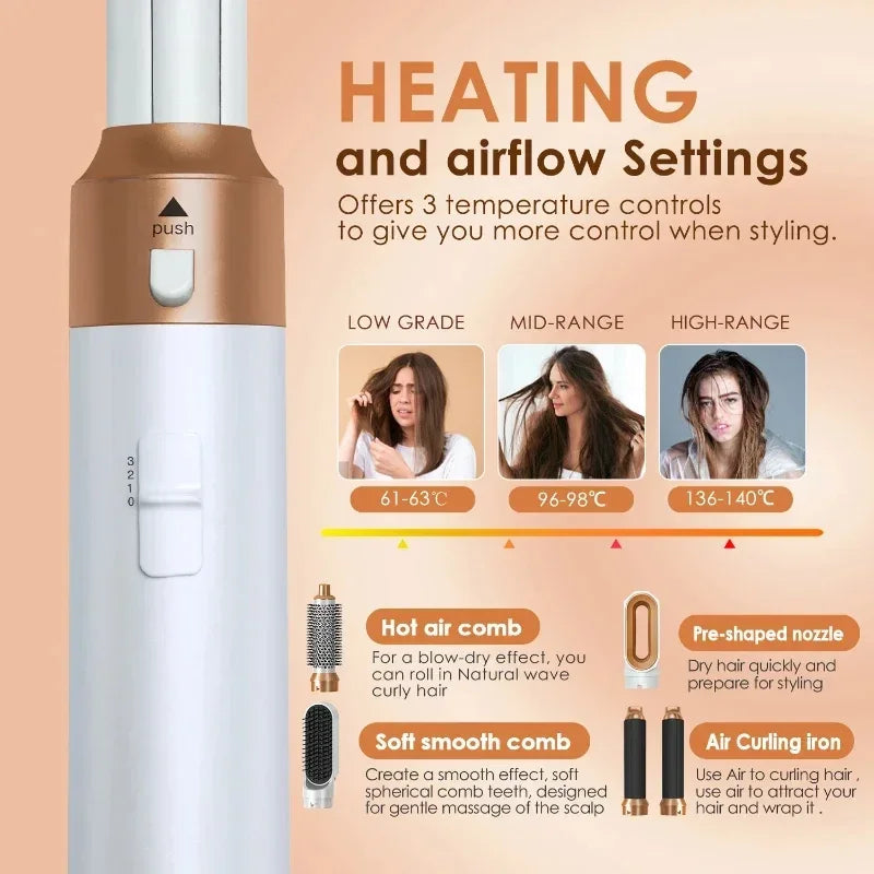 5 in 1 Hair Dryer Brush Hot Comb Set Professional Curling Iron Hair Straightener Styling Tool For Professional Hair Dryer Peaceful Pleasures Health and Wellness