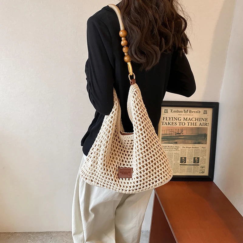 Mesh Woven Beach Crossbody Bag | Adjustable Strap, S & L Peaceful Pleasures Health and Wellness L Brown Australia