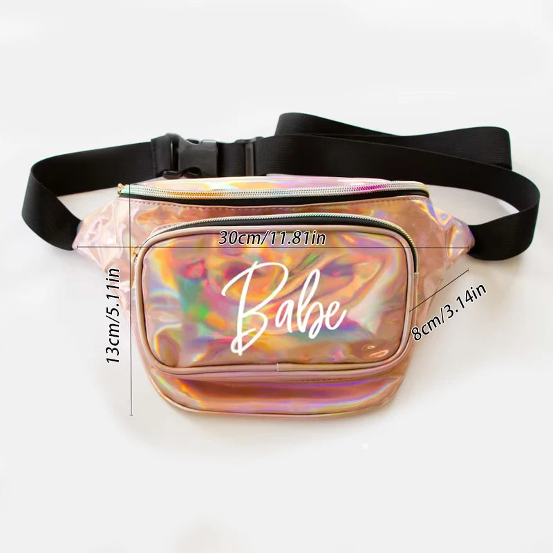 Shiny Laser Fanny Pack – Bachelorette & Wedding Waist Bag Holographic Waist Bag Peaceful Pleasures Health and Wellness