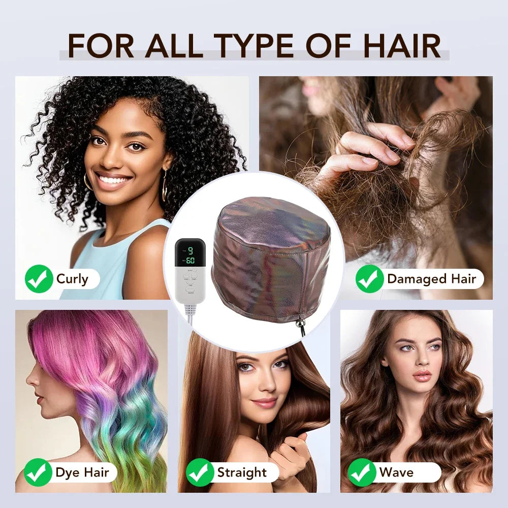 Hailicare Hair Steamer Cap – 9 Temp, 5 Timer, Waterproof