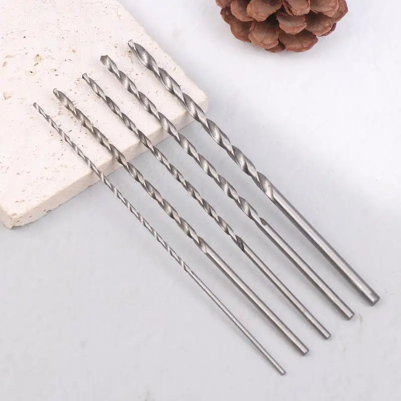 5pcs/set 2mm 3mm 3.5mm 4mm 5mm Twist Drill Bit Kit 15cm Length For Wood Plastic Alloy Metal Woodworking Deep Hole Drilling Peaceful Pleasures Health and Wellness